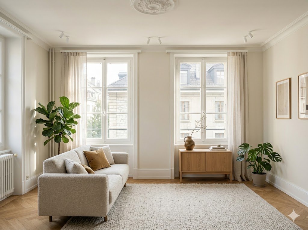 Après rénovation : Séjour rénové