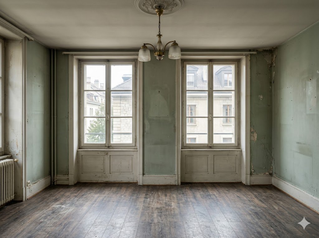 Avant rénovation : Séjour rénové